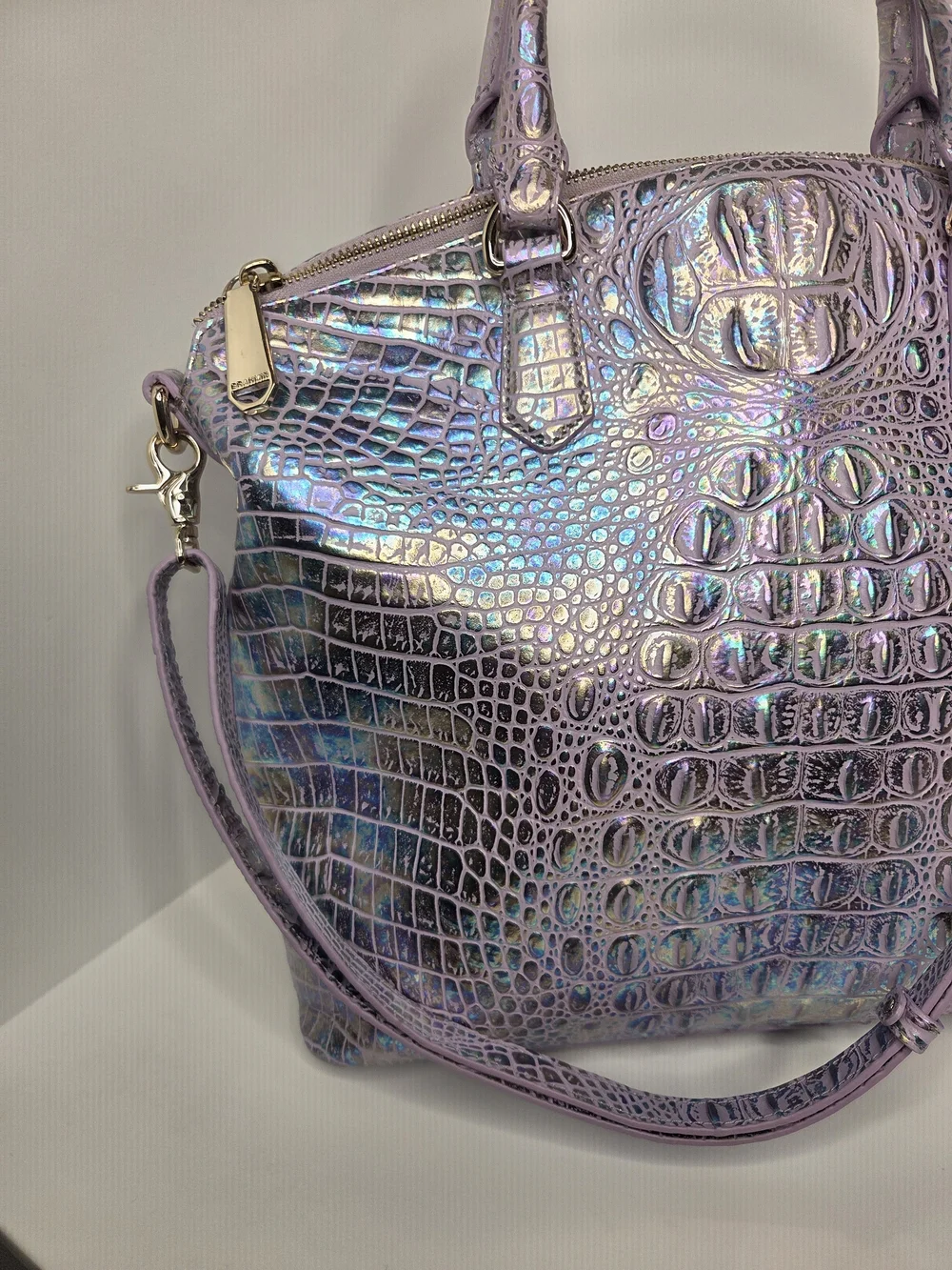 💜▪️Brahmin ▪️✨RARE✨️ Large Duxbury Violet Wonderland Melbourne Croc Satchel Bag
